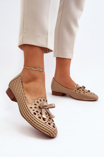 Ažūra balerīnas ar bantītēm smilšu krāsas Nestavia