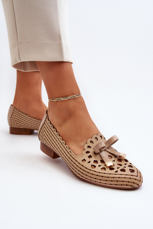 Ažūra balerīnas ar bantītēm smilšu krāsas Nestavia
