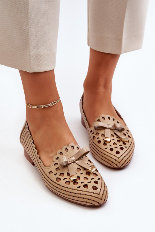 Ažūra balerīnas ar bantītēm smilšu krāsas Nestavia