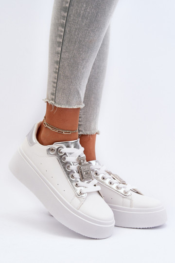 Sneakers modeļa apavi ar ornamentiem baltas krāsas Celedria
