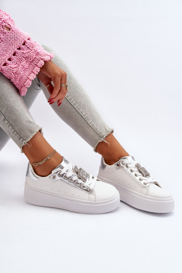 Sneakers modeļa apavi ar ornamentiem baltas krāsas Celedria 2