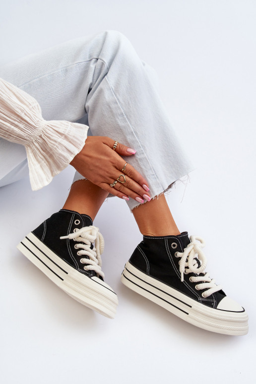 sieviešu puszābaki ar platformu melnas krāsas Aineri