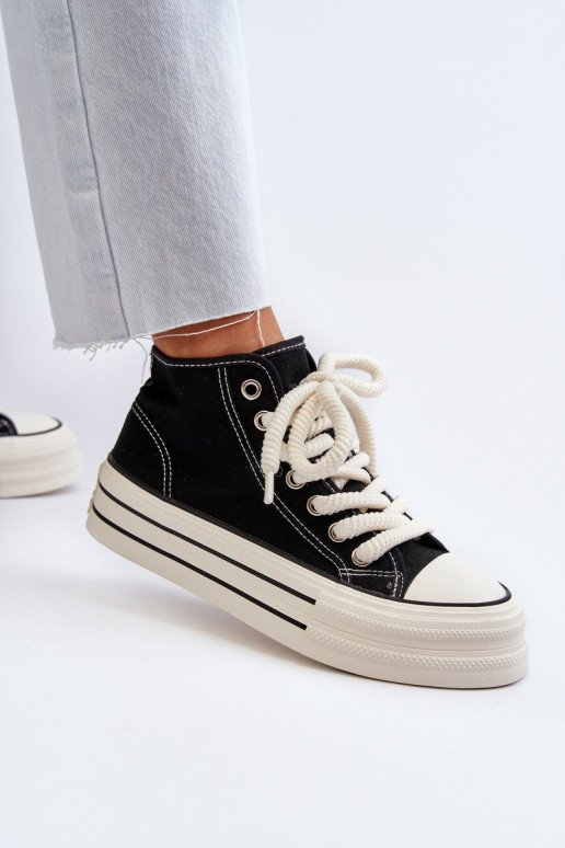 sieviešu puszābaki ar platformu melnas krāsas Aineri