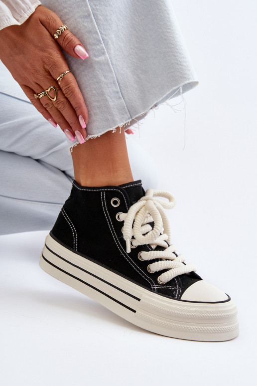 sieviešu puszābaki ar platformu melnas krāsas Aineri