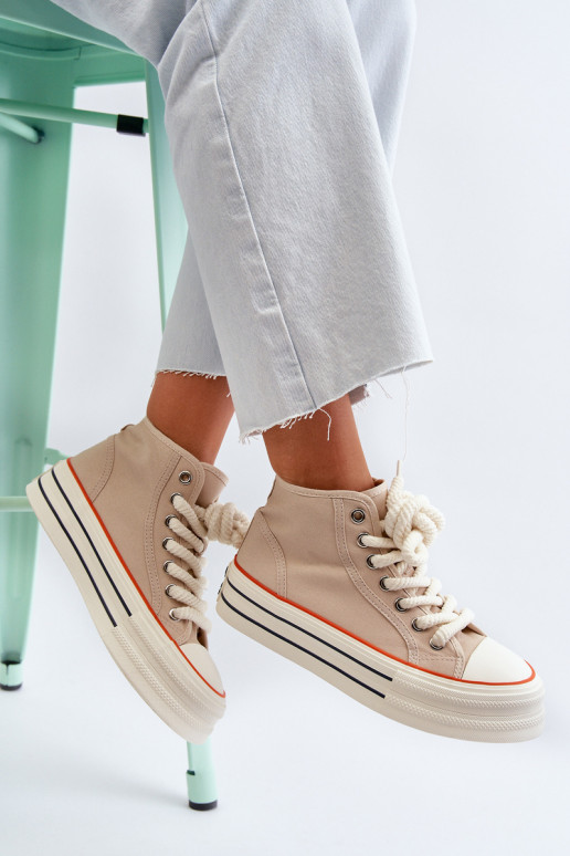 sieviešu puszābaki ar platformu smilšu krāsas Aineri