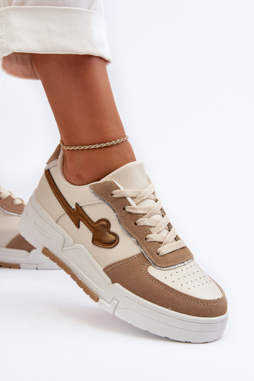 Sneakers modeļa apavi ar platformu smilšu krāsas Zeparine Sneakers modeļa apavi ar platformu smilšu krāsas Zeparine