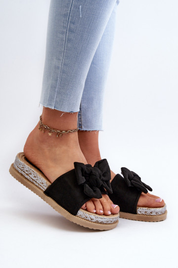  Čības ar platformu ar bantītēm Melns Aflia