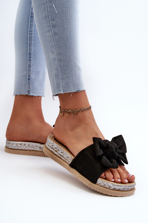  Čības ar platformu ar bantītēm Melns Aflia