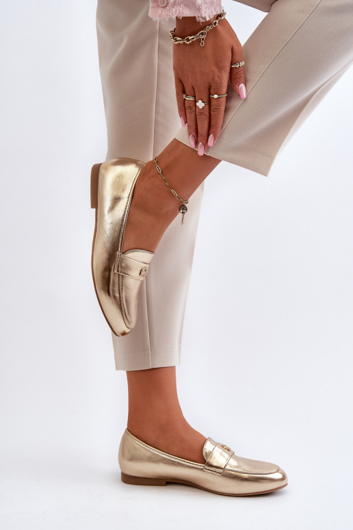 sieviešu mokasīni ar platiem papēžiem Zelta krāsas Sylvaine