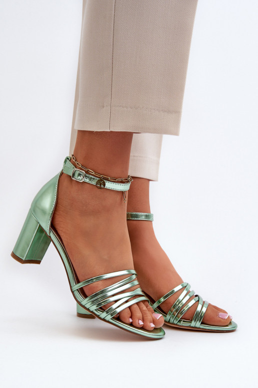 sandales ar papēdi ar siksniņām Zaļas krāsas Enitia