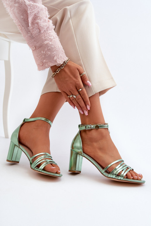 sandales ar papēdi ar siksniņām Zaļas krāsas Enitia