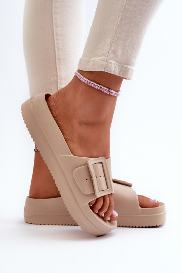 Vieglas čības ar platformu ar sprādzēm Big Star NN274A666 smilšu krāsas 2