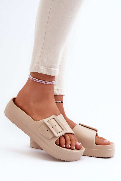 Vieglas čības ar platformu ar sprādzēm Big Star NN274A666 smilšu krāsas