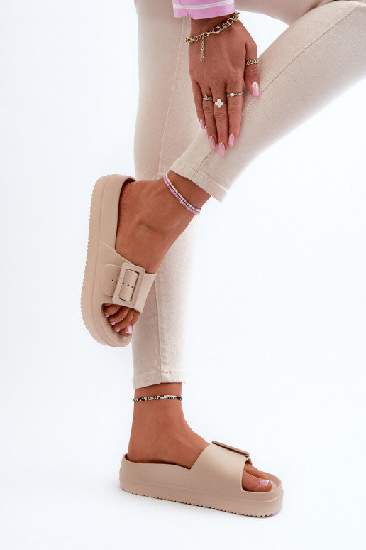 Vieglas čības ar platformu ar sprādzēm Big Star NN274A666 smilšu krāsas