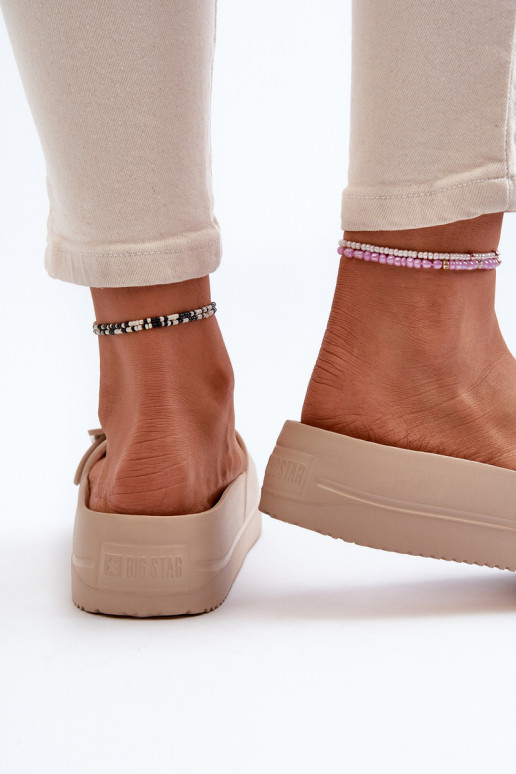 Vieglas čības ar platformu ar sprādzēm Big Star NN274A666 smilšu krāsas