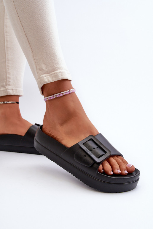 Vieglas čības ar platformu ar sprādzēm Big Star NN274A662 melnas krāsas