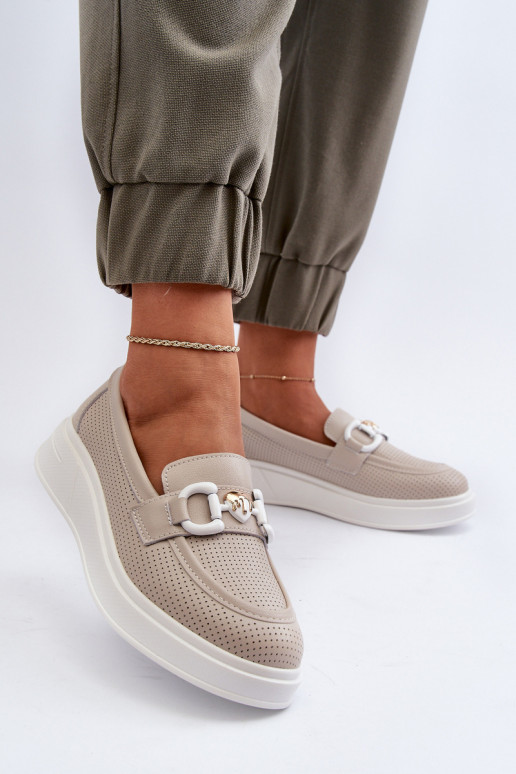 Sieviešu mokasīni ar apzeltītu zoli smilšu krāsas S.Barski LR720 Sieviešu mokasīni ar apzeltītu zoli smilšu krāsas S.Barski LR720