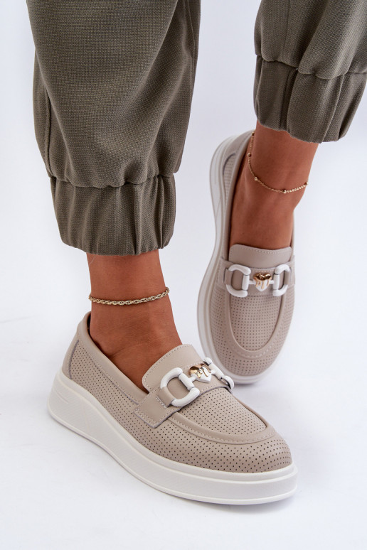 Sieviešu mokasīni ar apzeltītu zoli smilšu krāsas S.Barski LR720 Sieviešu mokasīni ar apzeltītu zoli smilšu krāsas S.Barski LR720