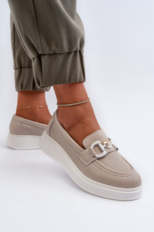 Sieviešu mokasīni ar apzeltītu zoli smilšu krāsas S.Barski LR720 Sieviešu mokasīni ar apzeltītu zoli smilšu krāsas S.Barski LR720