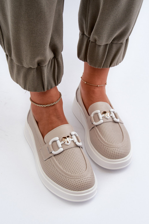 Sieviešu mokasīni ar apzeltītu zoli smilšu krāsas S.Barski LR720 Sieviešu mokasīni ar apzeltītu zoli smilšu krāsas S.Barski LR720