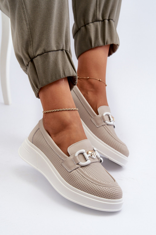 Sieviešu mokasīni ar apzeltītu zoli smilšu krāsas S.Barski LR720 Sieviešu mokasīni ar apzeltītu zoli smilšu krāsas S.Barski LR720