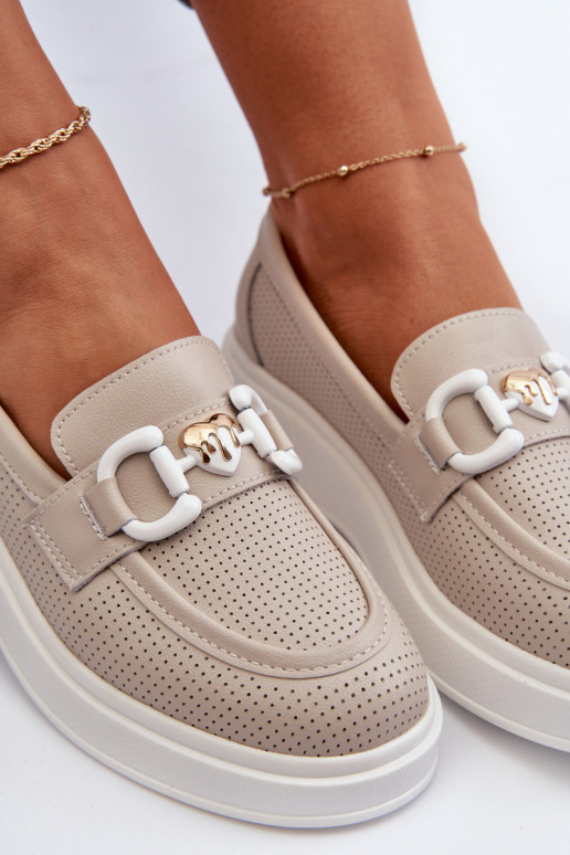 Sieviešu mokasīni ar apzeltītu zoli smilšu krāsas S.Barski LR720 Sieviešu mokasīni ar apzeltītu zoli smilšu krāsas S.Barski LR720