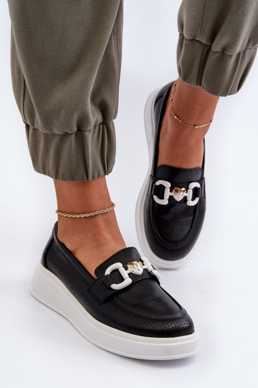 Sieviešu mokasīni ar apzeltītu zoli melnas krāsas S.Barski LR720 Sieviešu mokasīni ar apzeltītu zoli melnas krāsas S.Barski LR720