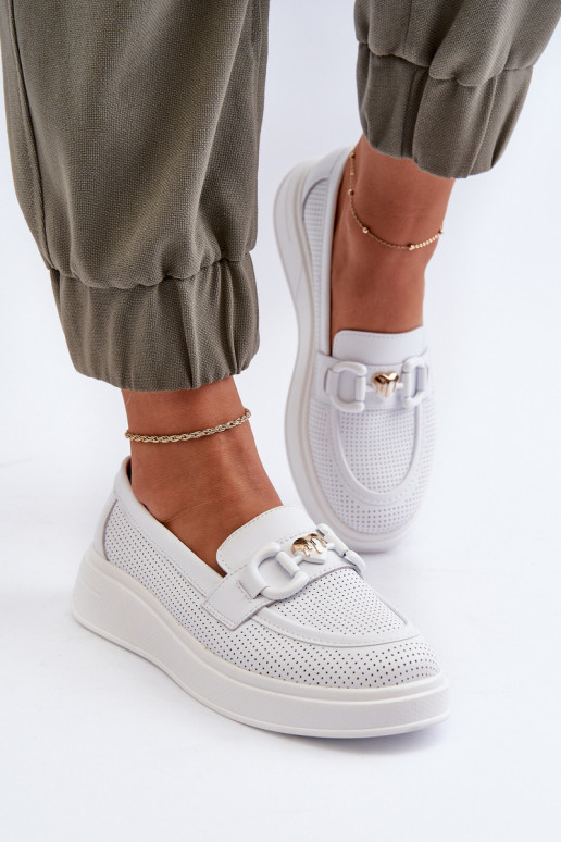 Sieviešu mokasīni ar apzeltītu zoli baltas krāsas S.Barski LR720 Sieviešu mokasīni ar apzeltītu zoli baltas krāsas S.Barski LR720