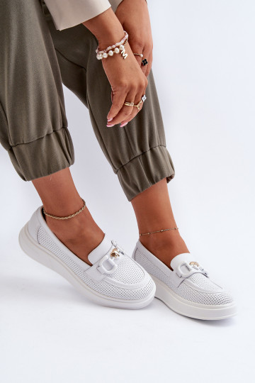 Sieviešu mokasīni ar apzeltītu zoli baltas krāsas S.Barski LR720 2