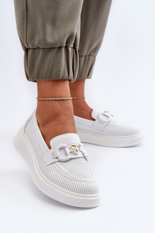 Sieviešu mokasīni ar apzeltītu zoli baltas krāsas S.Barski LR720 Sieviešu mokasīni ar apzeltītu zoli baltas krāsas S.Barski LR720