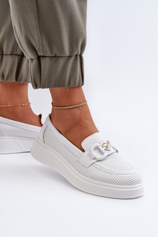 Sieviešu mokasīni ar apzeltītu zoli baltas krāsas S.Barski LR720 Sieviešu mokasīni ar apzeltītu zoli baltas krāsas S.Barski LR720