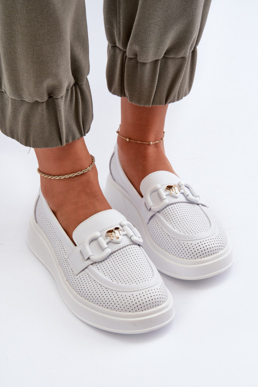 Sieviešu mokasīni ar apzeltītu zoli baltas krāsas S.Barski LR720 Sieviešu mokasīni ar apzeltītu zoli baltas krāsas S.Barski LR720