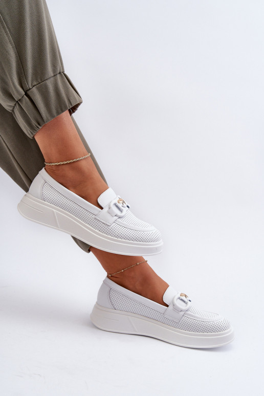 Sieviešu mokasīni ar apzeltītu zoli baltas krāsas S.Barski LR720 Sieviešu mokasīni ar apzeltītu zoli baltas krāsas S.Barski LR720