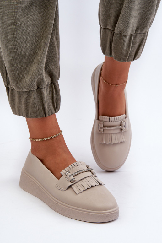 sieviešu mokasīni ar platformu smilšu krāsas S.Barski LR590 sieviešu mokasīni ar platformu smilšu krāsas S.Barski LR590