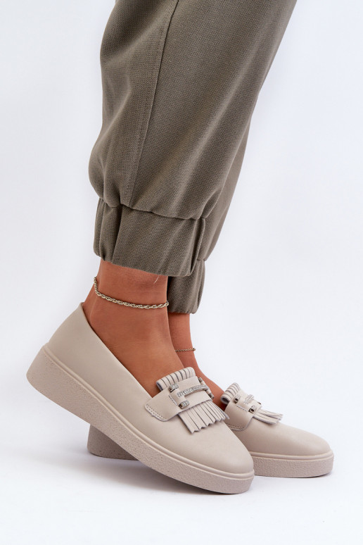 sieviešu mokasīni ar platformu smilšu krāsas S.Barski LR590 sieviešu mokasīni ar platformu smilšu krāsas S.Barski LR590