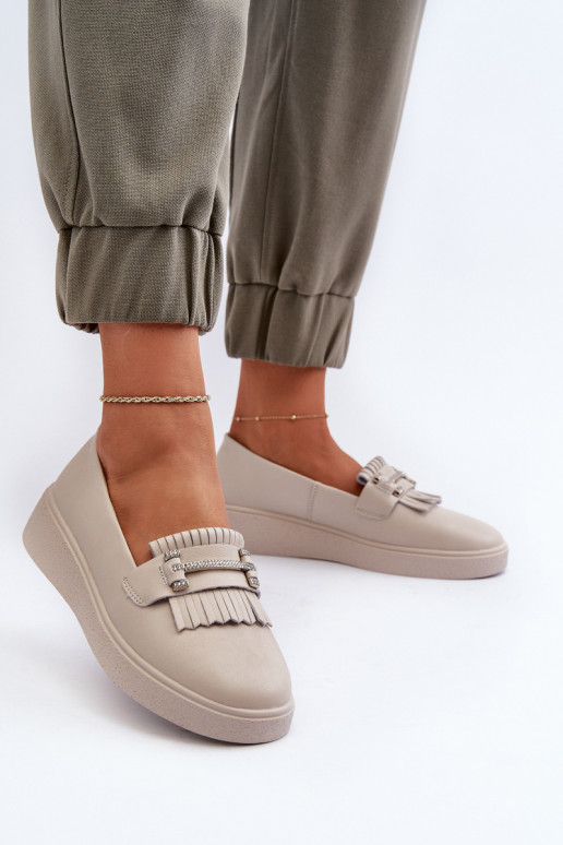 sieviešu mokasīni ar platformu smilšu krāsas S.Barski LR590 sieviešu mokasīni ar platformu smilšu krāsas S.Barski LR590