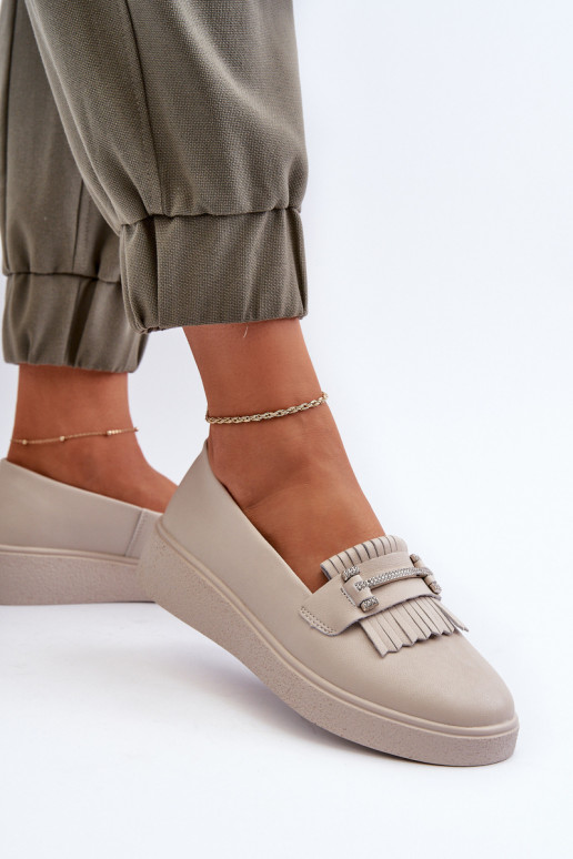 sieviešu mokasīni ar platformu smilšu krāsas S.Barski LR590 sieviešu mokasīni ar platformu smilšu krāsas S.Barski LR590