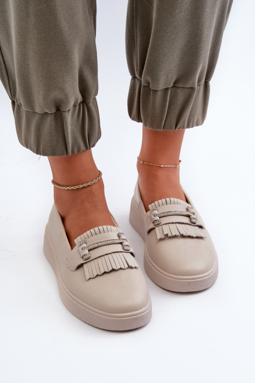 sieviešu mokasīni ar platformu smilšu krāsas S.Barski LR590 sieviešu mokasīni ar platformu smilšu krāsas S.Barski LR590