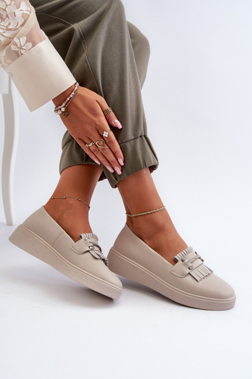 sieviešu mokasīni ar platformu smilšu krāsas S.Barski LR590 sieviešu mokasīni ar platformu smilšu krāsas S.Barski LR590