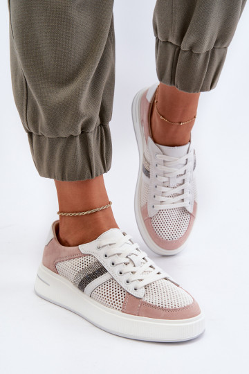 Sneakers modeļa apavi D&A LR110 Baltas-Rozā krāsas