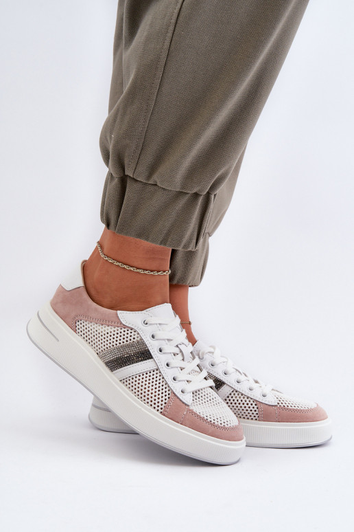 Sneakers modeļa apavi D&A LR110 Baltas-Rozā krāsas