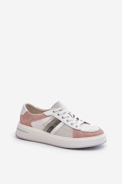 Sneakers modeļa apavi D&A LR110 Baltas-Rozā krāsas
