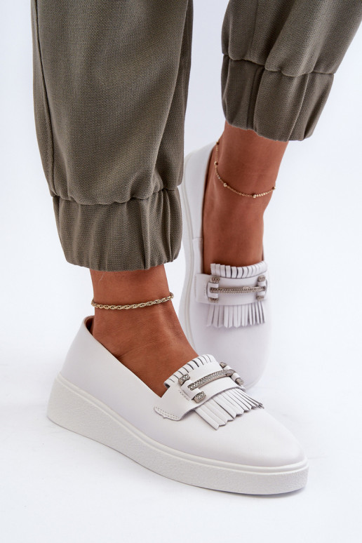 sieviešu mokasīni ar platformu baltas krāsas S.Barski LR590 sieviešu mokasīni ar platformu baltas krāsas S.Barski LR590