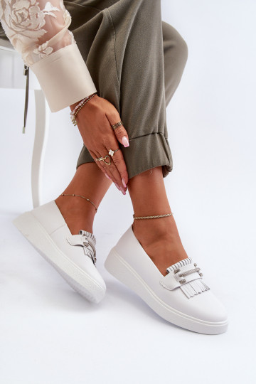 sieviešu mokasīni ar platformu baltas krāsas S.Barski LR590 2