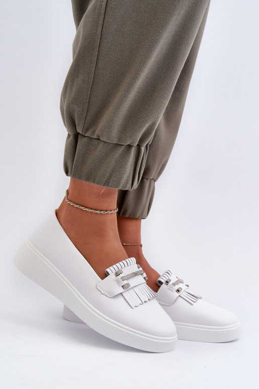 sieviešu mokasīni ar platformu baltas krāsas S.Barski LR590 sieviešu mokasīni ar platformu baltas krāsas S.Barski LR590