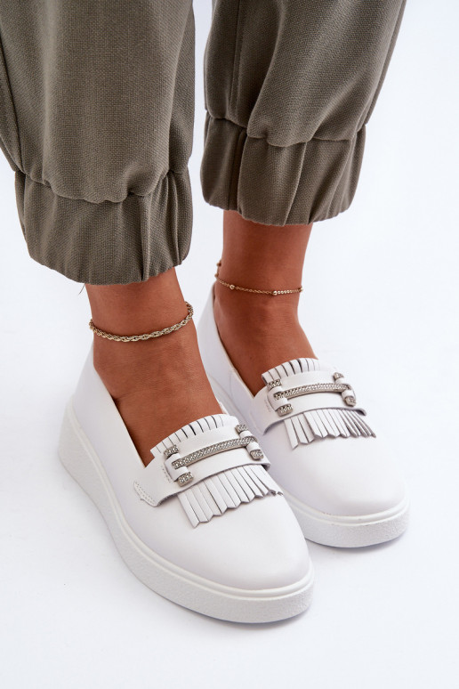 sieviešu mokasīni ar platformu baltas krāsas S.Barski LR590 sieviešu mokasīni ar platformu baltas krāsas S.Barski LR590