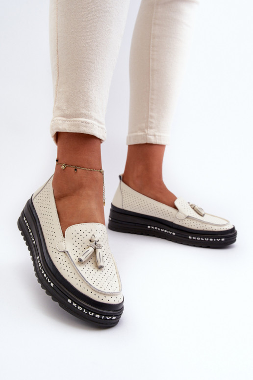 Sieviešu mokasīni ar apzeltītu zoli smilšu krāsas Assetnima