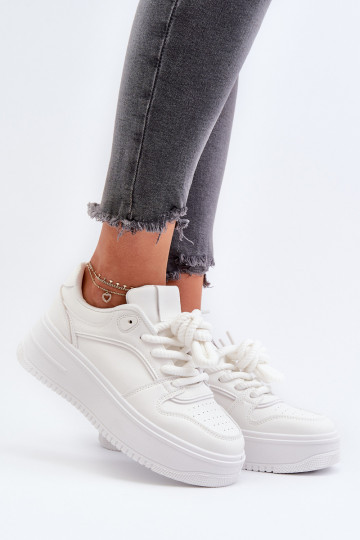 Sneakers modeļa apavi ar platformu baltas krāsas Vhisper