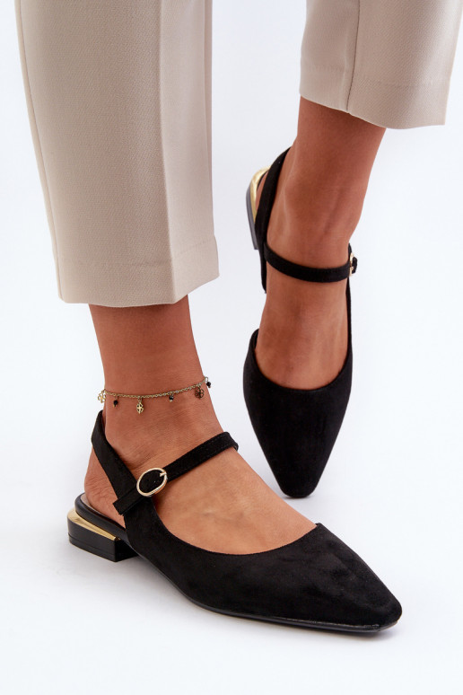 Balerīnas Apavi ar spicu purngalu Sergio Leone SK831 melnas krāsas