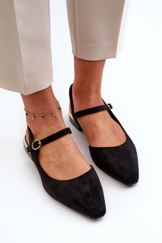 Balerīnas Apavi ar spicu purngalu Sergio Leone SK831 melnas krāsas